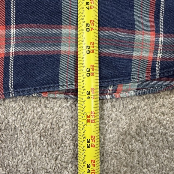 32 Bar Blues Plaid Twill Flannel Button Shirt XXL Blue Red Long Sleeve Casual - Picture 5 of 8